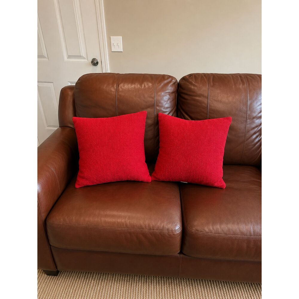 Set of 2 Red Decorative Throw Pillows Accent Couch Sofa Home Decor